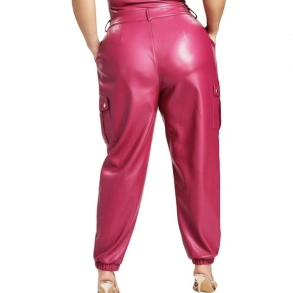 Nina Parker Faux Leather Joggers Size 20 - Picture 2 of 5